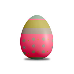 Realistic Decorated Pink Red 3D Easter Egg