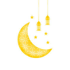 ramadan kareem mosque and lantern illustration with moon and star islamic