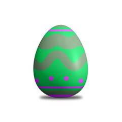 Realistic Decorated Green Violet 3D Easter Egg