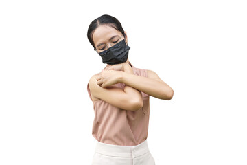 Asian woman having an itchy arm
