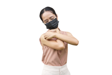Asian woman having an itchy arm