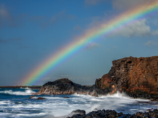 Rainbow over the ocean in Hawaii 