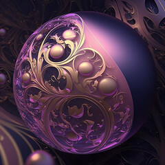 Abstract purple ball with ornament. generative ai
