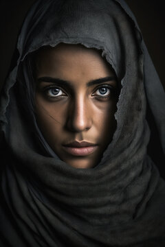 Young middle eastern woman looking at the camera. Generative AI