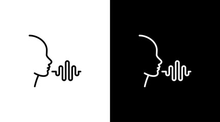 Human talk logo sound wave voice technology outline icon design