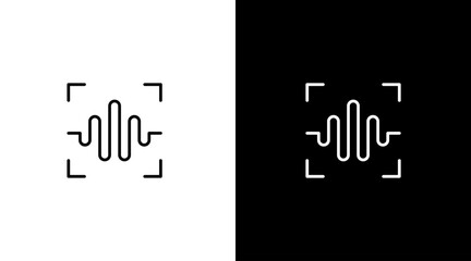 Audio scanner logo sound wave voice technology outline icon design
