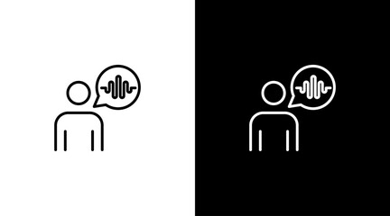 Human voice dialog logo audio sound wave technology outline icon design