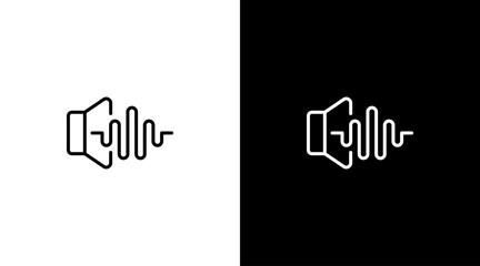 speaker Volume high logo audio sound wave voice technology outline icon design