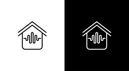 Home house logo audio sound wave technology outline icon design