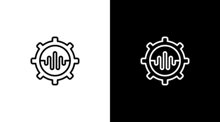 Setting gear logo audio sound wave technology outline icon design