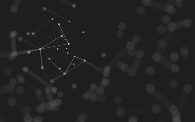 Abstract background. Molecules technology with polygonal shapes, connecting dots and lines. Connection structure. Big data visualization.