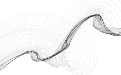 Obraz premium Abstract background with monochrome wave lines on white background.