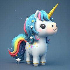 a cute and adorable 3D unicorn Generative Ai