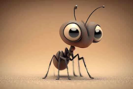 Cute Cartoon Ant Character (Created with Generative AI)
