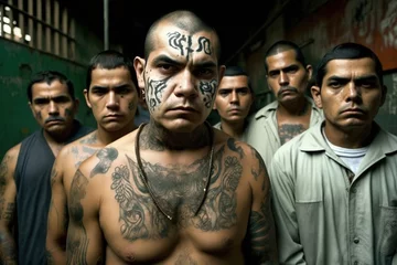 Foto op Aluminium Leader and members of a street gang, the Maras, from El Salvador. Ai generated. © Joaquin Corbalan