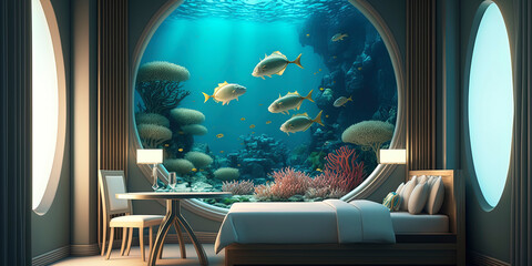 interior bedroom bed atlantis sage luxury underwater sustainable