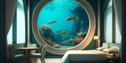 interior bedroom bed atlantis sage luxury underwater sustainable