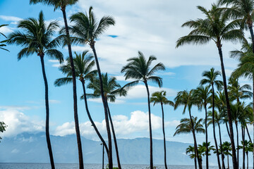 Fototapeta premium Ka’anapali Beach on a Stormy Day - Ka’anapali, Hawaii on Maui near Lahaina - Also seen is Molokai Island