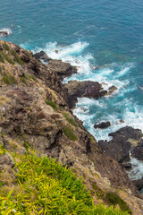 Fototapeta premium Views from Ka Iwi Scenic Shoreline in Oahu, Honolulu, Hawaii. Pictures taken while hiking to the Makapu'u Point Lighthouse.