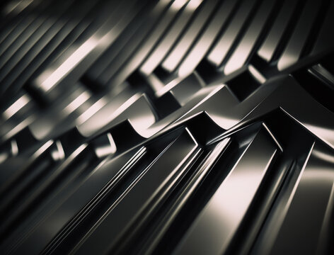 Modern technology abstract texture with diagonal metallic lines created with Generative AI technology