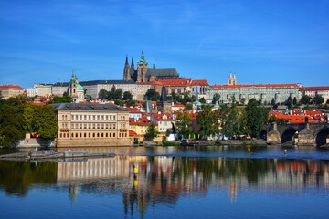 Naklejka na ściany i meble Along Danube River in Prague, Czech Republic