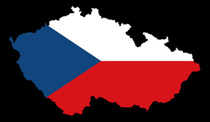 Obraz premium Czech Republic flag on map on transparent background