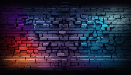  Brick wall in neon colors in 8K created with generative ai technology © Digital Vision Lab