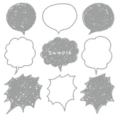 クレヨン素材　手描きのふきだしセット