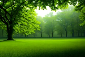 A green forest in spring or summer. Generative-AI