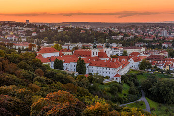 Golden sunset above the Strahovsky Monastery, Prague