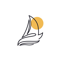Sailboat one Line logo Design