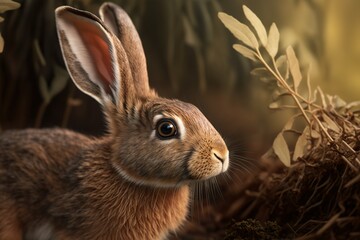 Fototapeta premium Brauner Hase im Wald