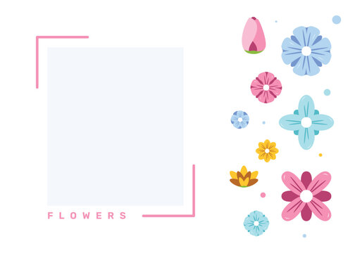Floral background template for polaroid photo