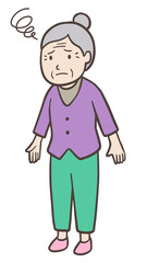 困惑して呆然と立ち尽くしているお婆さん
