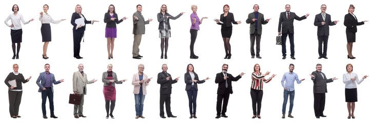 Obraz premium group of business people showing thumbs up isolated