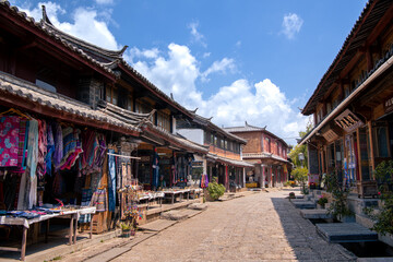 August 7, 2021, Lijiang, China. Shops along the Square Street and people at Lijiang Old Town, It is a UNESCO World Heritage Site. landmark and popular spot for tourists attractions.