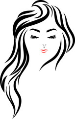  illustration of women long hair style icon, logo women face.eps
