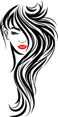 illustration of women long hair style icon, logo women illustration..eps