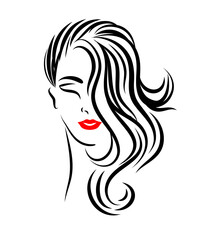illustration of women long hair style icon, logo women trendy style illustration..eps
