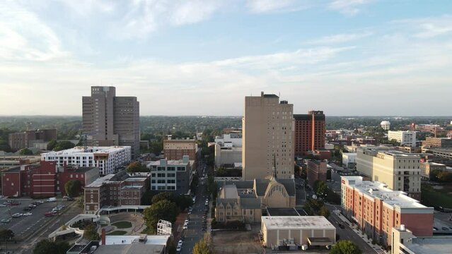 Aerial view of Downtown Winston-Salem in North Carolina.