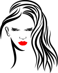 women long hair style icon, logo women on white background, vector.eps
