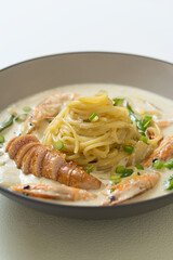 salted pollack pasta detail cut, 명란새우파스타