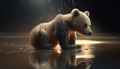 Bear macro close up in the wildlife in 8K created with generative ai technology - obrazy, fototapety, plakaty