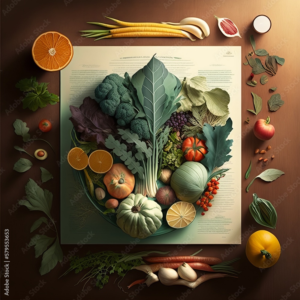Wall mural a bountiful array of leafy greens with crisp vegetables. ai generative..