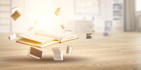 World of books concept . Mixed media