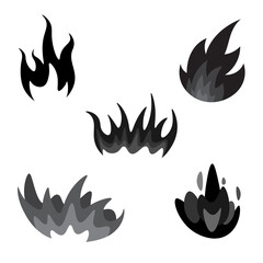 Set of flame vector illustrations isolated background.