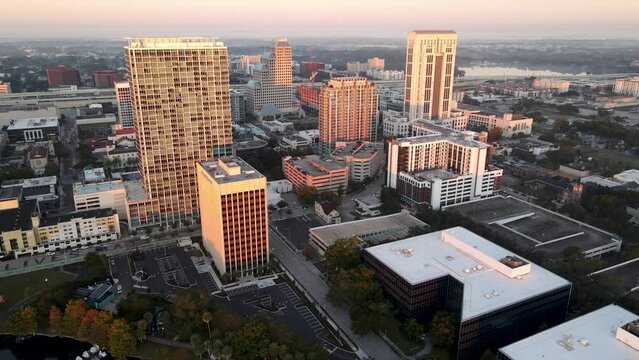 Aerial view of Downtown Orlando, Florida.