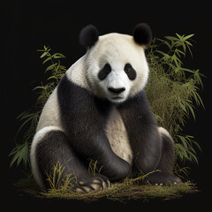 Obraz premium Close up shot of Panda. AI Generated