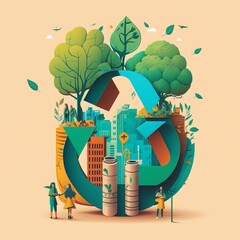 Obraz premium Sustainable Living - 3Rs - Reduce, Reuse, Recycle. AI generative.