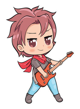 chibi boy with guitar